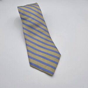 Lands End  New Mens Classic Striped‎ Necktie Tan Blue Formal Business Accessory
